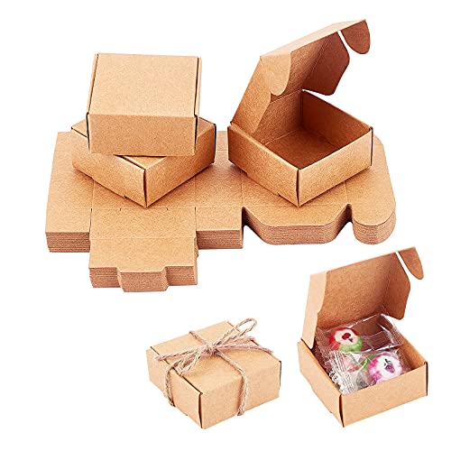PandaHall 50 Stück Würfel Geschenkverpackung Kraftpapierbox Büttenpapier Zubehör Seifenkiste Für Ohrringe Kleine Schmuckherstellung von PandaHall