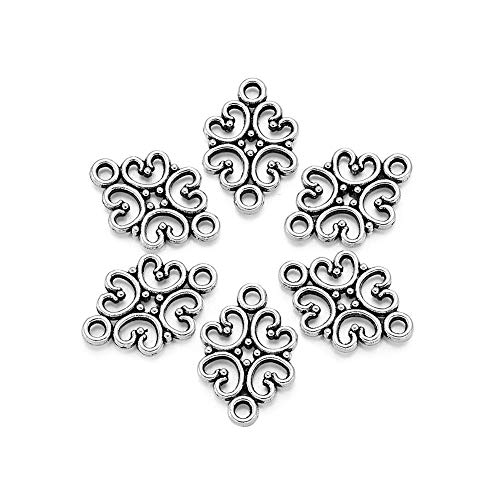 PandaHall 50 x filigrane Blumen-Verbindungsglieder, antikes Silber, hohles Metall, für die Herstellung von Halsketten, Armbändern, Cadmiumfrei, nickelfrei und bleifrei. von PH PandaHall