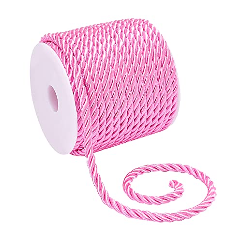 PandaHall 5mm Dekorative Twisted Satin Polyester Schnur Schnur Rosa Schnurgarn Glänzende Schnur Chokergarn Für Wohnkultur, Polster, Vorhang Raffhalter, Ehrenschnur, 18 mm/19 Yards von PH PandaHall