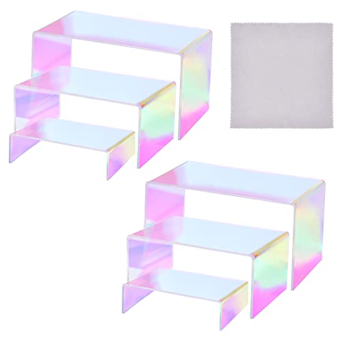 PandaHall 6pcs Rainbow Display Riser, 3 Größen Regal Vitrine Leuchten Acryl Display Ständer Für Kabinett Dessert Cupcake Figur Sammlerstücke Einzelhandel Schmuck Display von PH PandaHall