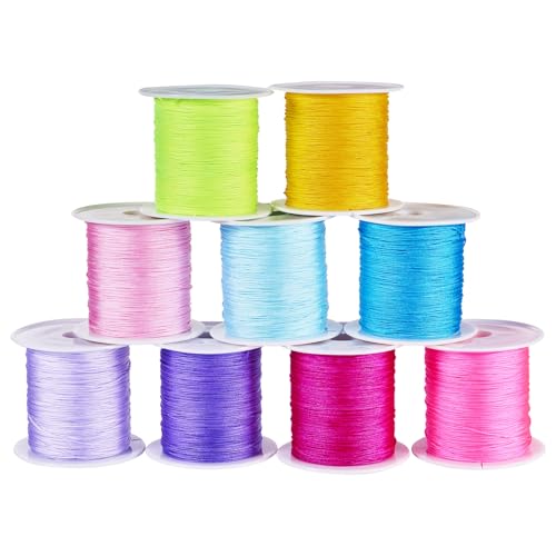 PandaHall 9 Rollen 0,4 mm Nylonfaden geflochtene Perlenschnur chinesische Knotenschnur für DIY Handwerk Makramee Freundschaftsarmbänder Halsketten Schmuckherstellung von PH PandaHall
