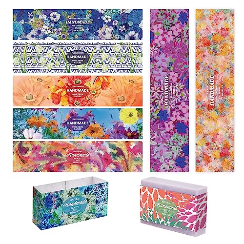 PandaHall 90 Stück Geschenkpapierband 9 Stile Blumen-Seifenverpackung Seife Papieranhänger Bastelverpackung Hüllen Für Handgefertigte Seifen- Lotions- Bade- Und Geschenkverpackungen 21x5 cm von PH PandaHall