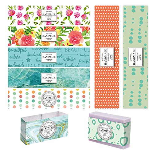 PandaHall 90 Stück Handgefertigte Etiketten Für Seife 9 Styles Pastoral Wrap Paper Tape Polka Dots Tags Sleeves Covers Tape Vertical Soap Paper Tag Für Selbstgemachte Soap Bar-Verpackung von PH PandaHall