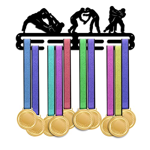 PandaHall Brasilianisches Jiu-Jitsu Medaillenhalter, Medaillenaufhänger Preisband Aufhänger 3 Linien Medaillenaufhänger Wandhalterung Eisenrahmen für Über 50 Medaillen, 40cm von PH PandaHall