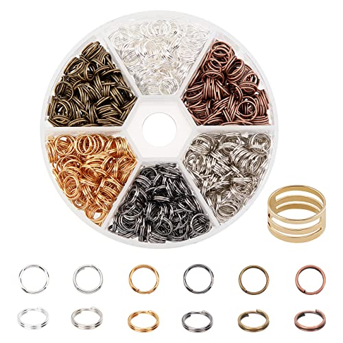 PandaHall Elite & reg 800pcs Eisen Doppel Schleifen Jump Ringe Split Ringe Sets, Mischfarbe, 7x0.7mm von PH PandaHall