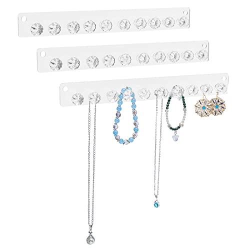 PandaHall Halskettenaufhänger, 3 Packung Schmuck-Organizer Mit 10 Diamant-Halskettenhaltern Wandmontierte Aufbewahrungshaken Für Damen-Ohrringe, Armbänder, Fußkettchen, Schlüssel von PH PandaHall