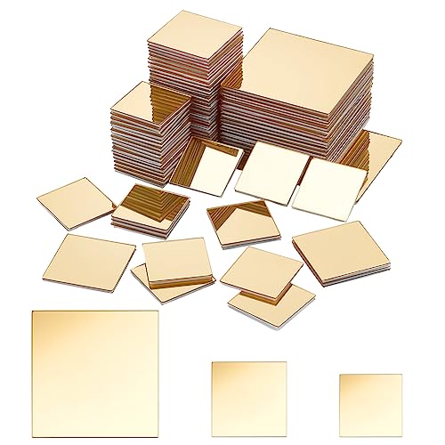 PH PandaHall 120 Stück Acryl Spiegelaufkleber Goldene Spiegel Wandaufkleber Quadratische Bastel Spiegelfliesen Selbstklebende Spiegel Mosaikfliesen Für DIY Kunst Handwerk Zuhause Party Dekoration von PH PandaHall