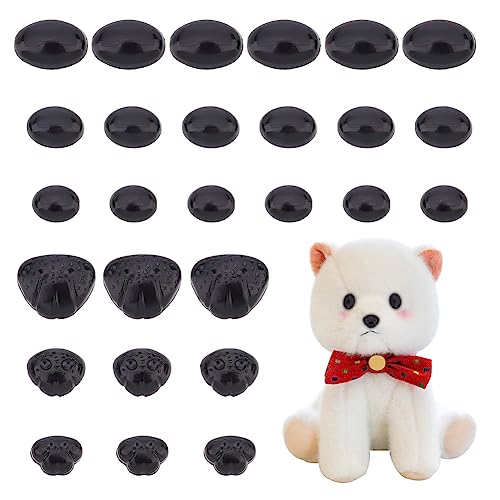 PH PandaHall 150 Stück Sicherheits Nasen Cabochons, 6 Größen Tier Sicherheitsnasen Kunststoff Hundenasen Flatback Tier-Bastelnase für Amigurumi Marionette Häkeln und Kuscheltiere Basteln von PH PandaHall