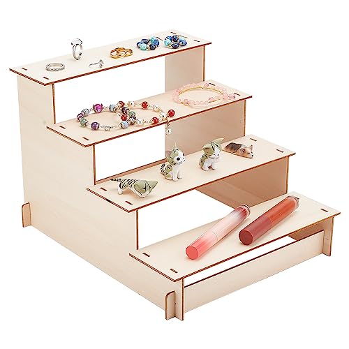 PH PandaHall Holz Präsentationsständer 4 Stufiger Display Regal Riser Organizer Aus Holz Abgestufter Organizer Halter Aus Burlywood Für Schmuck Kosmetika Actionfiguren Brille Zeigt 25x30x20.3cm von PH PandaHall