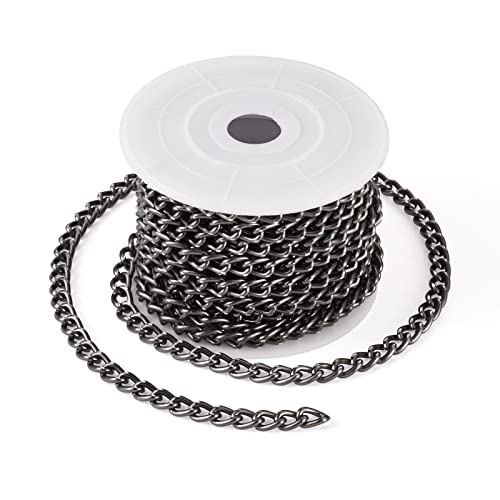 PandaHall Panzerketten aus Aluminium, 5 m, schwarz, ungeschweißt, oval, gedrehte Gliederketten mit Spule für Halsketten, Schmuckherstellung von PH PandaHall