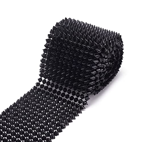 Pandahall 2 Yards Nähen Stich auf Spike Schwarz Stud Cone Flatback Spike Nieten Punk Rock Trim Band Mesh Bead für Kleidung Performance Kunst und Handwerk Dekoration von PH PandaHall