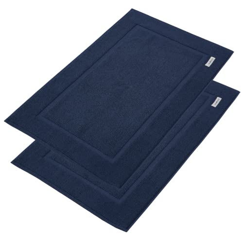 PandaHome Badvorleger Set aus 100% Baumwolle - 2 Stück Badematte - Duschvorleger Duschmatte, Schnelltrocknend Weich Saugstark 1000 g/m² (Blau) von PandaHome