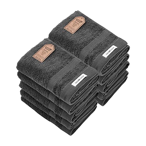 PandaHome Handtuch Set aus Baumwolle - 10 Handtücher - 100% Baumwolle Towel, Schnelltrocknend Weich Saugstark 500 g/m² (Anthrazit) von PandaHome