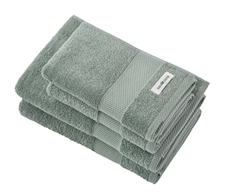 PandaHome Handtuch Set aus Baumwolle - 2 Badetucher, 2 Handtücher - 100% Baumwolle Towel, Schnelltrocknend Weich Saugstark 500 g/m² (Grün) von PandaHome