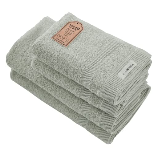 PandaHome Handtuch Set aus Baumwolle - 2 Badetucher 2 Handtücher - 100% Baumwolle Towel, Schnelltrocknend Weich Saugstark 500 g/m² (Heugrün) von PandaHome