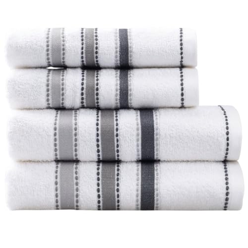 PandaHome Handtuch Set aus Baumwolle - 2 Handtücher (55x110 cm), 2 Gästehandtücher (40x60 cm) - 100% Baumwolle Towel, Schnelltrocknend Weich Saugstark 450 g/m² (Weiß) von PandaHome