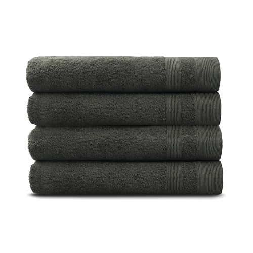 PandaHome Handtuch Set aus Baumwolle - 4 Badetücher - 100% Baumwolle Towel, Schnelltrocknend Weich Saugstark 500 g/m² (Anthrazit) von PandaHome