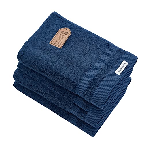 PandaHome Handtuch Set aus Baumwolle - 4 Badetücher - 100% Baumwolle Towel, Schnelltrocknend Weich Saugstark 500 g/m² (Blau) von PandaHome