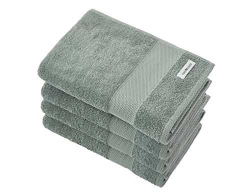 PandaHome Handtuch Set aus Baumwolle - 4 Badetücher - 100% Baumwolle Towel, Schnelltrocknend Weich Saugstark 500 g/m² (Grün) von PandaHome