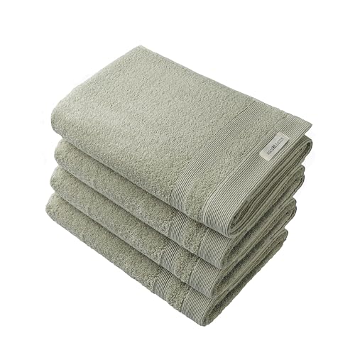 PandaHome Handtuch Set aus Baumwolle - 4 Badetücher - 100% Baumwolle Towel, Schnelltrocknend Weich Saugstark 500 g/m² (Heugrün) von PandaHome