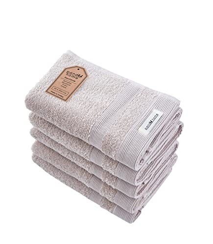 PandaHome Handtuch Set aus Baumwolle - 5 Handtücher - 100% Baumwolle Towel, Schnelltrocknend Weich Saugstark 500 g/m² (Beige) von PandaHome