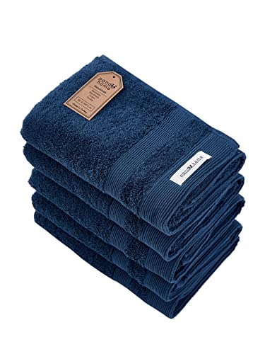 PandaHome Handtuch Set aus Baumwolle - 5 Handtücher - 100% Baumwolle Towel, Schnelltrocknend Weich Saugstark 500 g/m² (Blau) von PandaHome