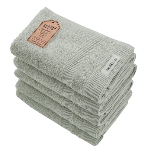 PandaHome Handtuch Set aus Baumwolle - 5 Handtücher - 100% Baumwolle Towel, Schnelltrocknend Weich Saugstark 500 g/m² (Heugrün) von PandaHome