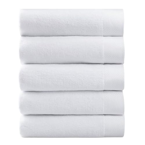 PandaHome Handtuch Set aus Baumwolle - 5 Handtücher - 100% Mikro-Baumwolle Towel, Hotel und Spa-Qualität, Schnelltrocknend Weich Saugstark 500 g/m² (Weiß) von PandaHome