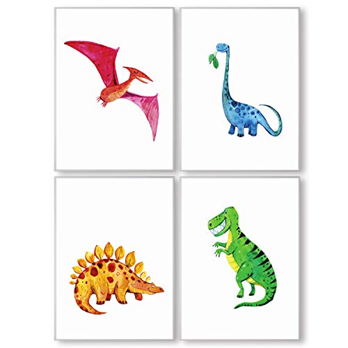 Pandawal Bilder Kinderzimmer Junge Dinosaurier Deko 4er Dino Poster Set (S5) für Kinder im DIN a4 Format von Pandawal