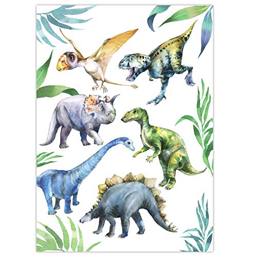 Pandawal Kinderzimmer Deko Bilder für Junge und Mädchen Dinosaurier Bild Poster Dino Dschungel für Kinder 50 x 70 cm Wandbild von Pandawal