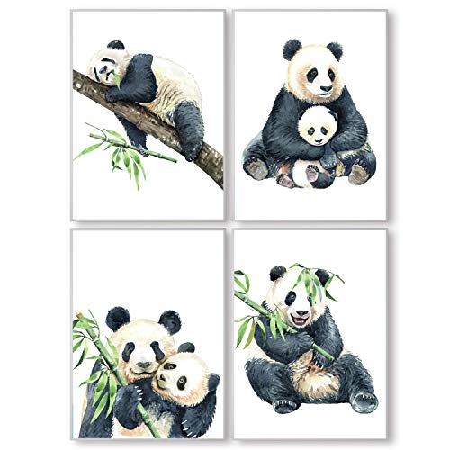 Pandawal Panda Poster 4er Set Bilder für Kinder schöne Kinderzimmer Deko Mädchen und Junge Kinderposter/Babybilder DIN A4 (T16) von Pandawal