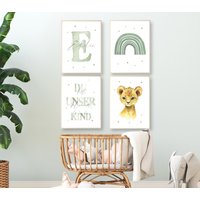 Regenbogen Poster Set Mit Name Kinderzimmer Deko Junge Mädchen Geschenk Geburt/Taufe Tiere Bilder Kinder Babyzimmer Personalisiert Löwe von Pandawal