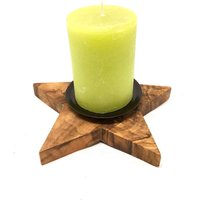 Kerzenhalter Sternform Olivenholz Kerzenständer Stumpenkerzen Geschenk Dekoration von Pandayou