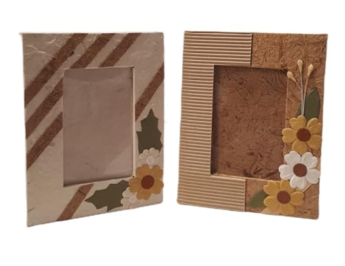 Pandecor 2er Set Bilderrahmen aus Maulbeerpapier mit Dekor 14 x 18 cm von Pandecor