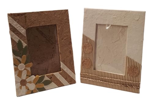 Pandecor 2er Set Bilderrahmen aus Maulbeerpapier mit Dekor 14 x 18 cm von Pandecor
