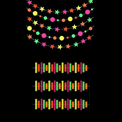 130 Neon-Papier-Girlanden, 10 m, kreisförmige Punkte-Girlande, Neonsterne, dreieckige Flaggengirlande, für Hochzeitsdekorationen, Geburtstagsfeiern (Specials) von Pandiui23