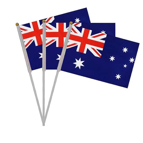 20 Stück Australien Kurbel Flaggen für Nationalfeiertag, Party, Paraden, Handflagge, Sportveranstaltungen, Bar-Dekoration von Pandiui23