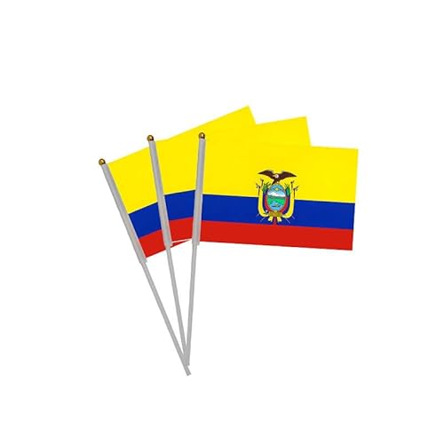 20 Stück Ecuador Kurbel Flaggen Nationalfeiertag Feiertag Party Paraden Handflagge Sportveranstaltungen Dekoration Bars Flaggen Ecuador Wimpel Ecuador von Pandiui23