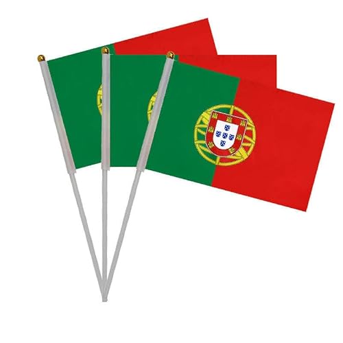 20 Stück Kurbelflaggen Portugal für Nationalfeiertag, Party, Paraden, Handflagge, Sportveranstaltungen, Bar-Dekoration von Pandiui23