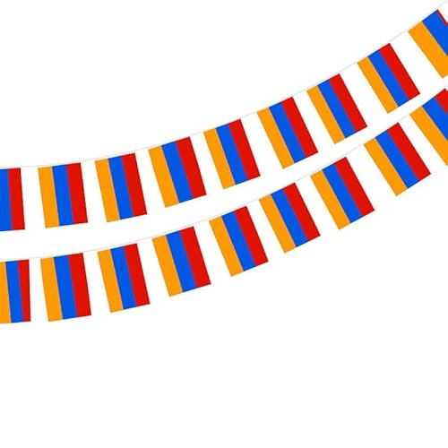 Armenien Flagge 40 Stück Armenien Flagge Armenien Girlande 11.4M Armenien Nationalflagge 14x21cm für Bardekorationen von Pandiui23