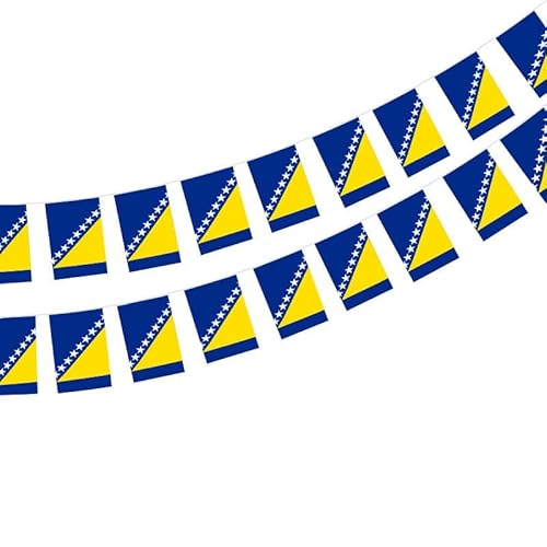 Bosnien und Herzegowina 40 Stück Flagge Bosnien und Herzegowina Flagge Flagge Bosnien und Herzegowina Girlande 11.4M 14x21cm für Bardekoration von Pandiui23