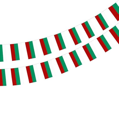 Bulgarien Flagge 40 Stück Bulgarien Flagge Bulgarien Girlande Bulgarien 11,4M Wimpel Bulgarien Flaggen Nationalflaggen 14x21cm für Bardekorationen von Pandiui23