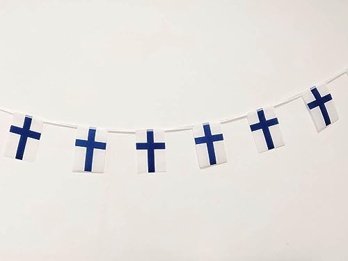 Pandiui23 Finnland Flagge 40 Stück Girlande 11.4M Nationalflagge 14x21cm für Gartenbar-Dekorationen (Finnland) von Pandiui23
