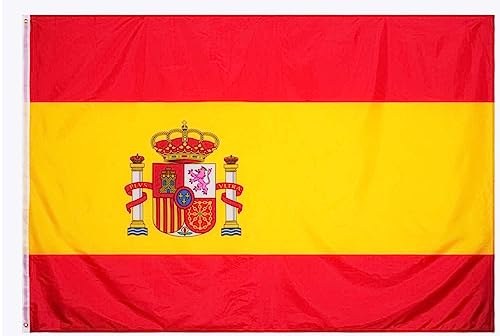 Große spanische Flagge für den Außenbereich, 225 x 150 cm, Flagge Spaniens, verstärkter Balkon und 2 Metallösen (Spanien groß) von Pandiui23