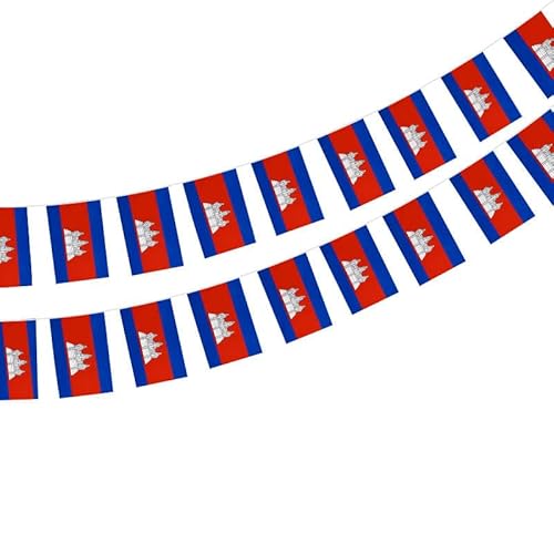 Kambodscha Flagge 40 Stück Kambodscha Flagge Kambodscha Girlande 11.4M Kambodscha Wimpel Nationalflagge 14x21cm für Bardekorationen Kambodscha Flagge 40 Stück Kambodscha Flagge Kambodscha Girlande 11.4M Kambodscha Wimpel Nationalflagge 14x21cm für Bardekorationen von Pandiui23
