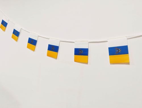 Kanarische Inseln Flagge 40 Stück Kanarische Inseln Flagge Kanarische Inseln Girlande 11.4M Kanarische Inseln Flaggen Nationalflagge 14 x 21 cm für Bardekorationen von Pandiui23