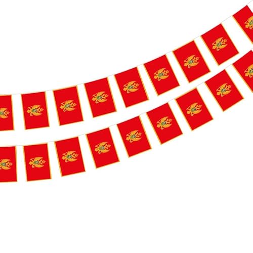 Montenegro Flagge 40 Stück Montenegro Flagge Montenegro Girlande 11.4M Nationalflagge 14x21cm für Bardekorationen von Pandiui23