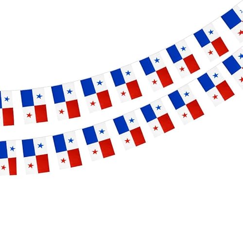 Pandiui23 Panama-Flagge, 40 Stück, 11,4 m, Blue, Red, White, Rechteckig, Flaggen-Girlande, Patriotisch, Garten, Veranstaltungen, Bar, Alle Gelegenheiten, Innenbereich, Außenbereich von Pandiui23