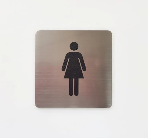 Pandiui23 Aufkleber aus Aluminium - Dicke 0,6 mm - Durchmesser 100 mm - Aluminium, Selbstklebendes WC Damen Schild, Selbstklebendes Badezimmer Damen Schild (Badschild Frauen) von Pandiui23