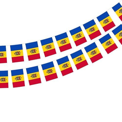 Pandiui23 Moldawien Flagge 40 Stück, 11.4M Girlande, Patriotisch, für Garten, Bar, Party, Mehrere Anlässe, 14x21cm, Polyester, Hängemontage, Rechteckig Pandiui23 Moldawien Flagge 40 Stück, 11.4M Girlande, Patriotisch, für Garten, Bar, Party, Mehrere Anlässe, 14x21cm, Polyester, Hängemontage, Rechteckig von Pandiui23